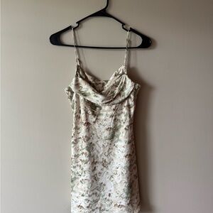 Hello Molly Gray and Cream Slip Dress Cowl Neck Sleeveless